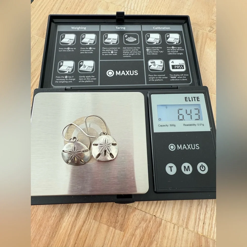 Solid silver sand dollar beach earrings on hooks
